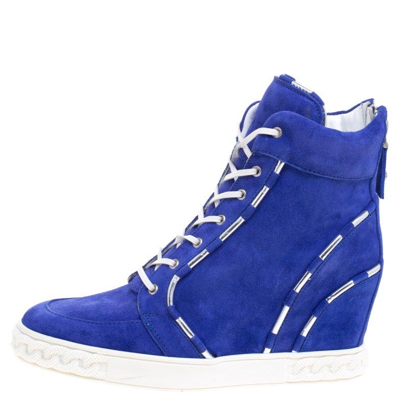 Casadei Blue Suede High Top Sneakers Size 38 1