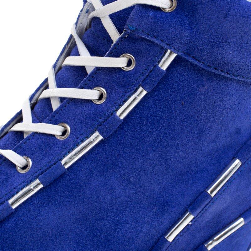 Casadei Blue Suede High Top Sneakers Size 38 3