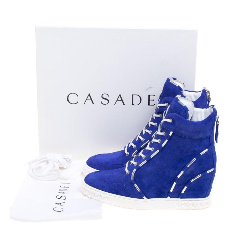Casadei Blue Suede High Top Sneakers Size 38 4