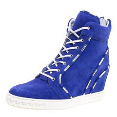 Casadei Blue Suede High Top Sneakers Size 38