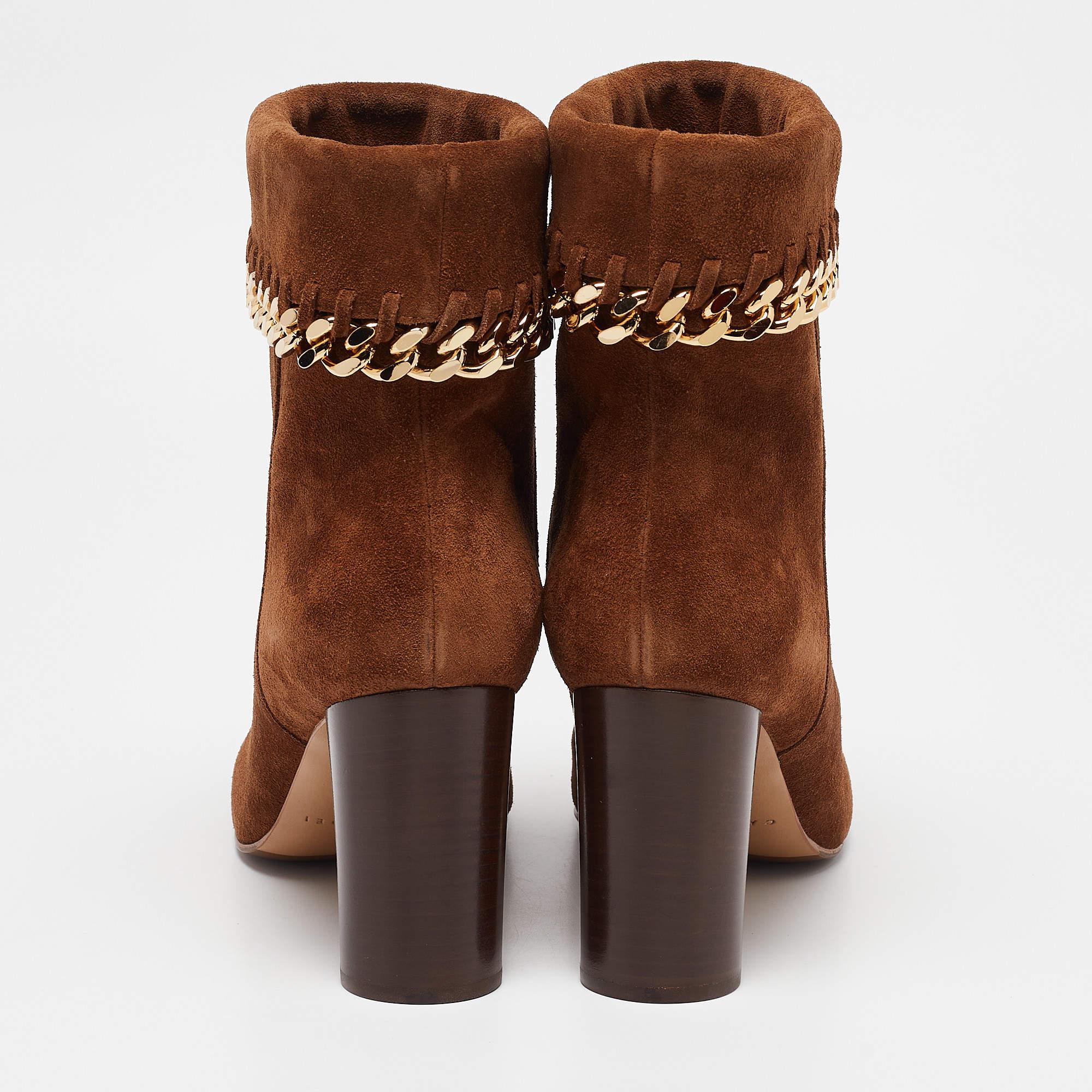 Casadei Brown Suede Ankle Length Boots Size 39 For Sale 1