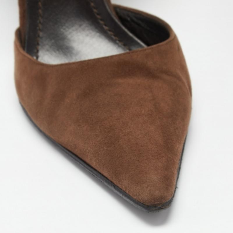 Casadei Sandalias con cuña y tira al tobillo de ante marrón talla 38 en venta 2