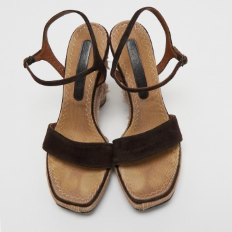 Grigio Casadei Sandali Espadrille in pelle scamosciata marrone misura 36 in vendita