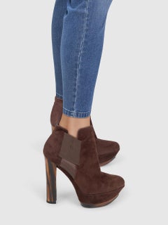 Casadei Stivali con tacco in legno scamosciato marrone Taglia IT 37