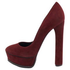 Casadei Burgundy Suede Platform Pumps Size 36.5