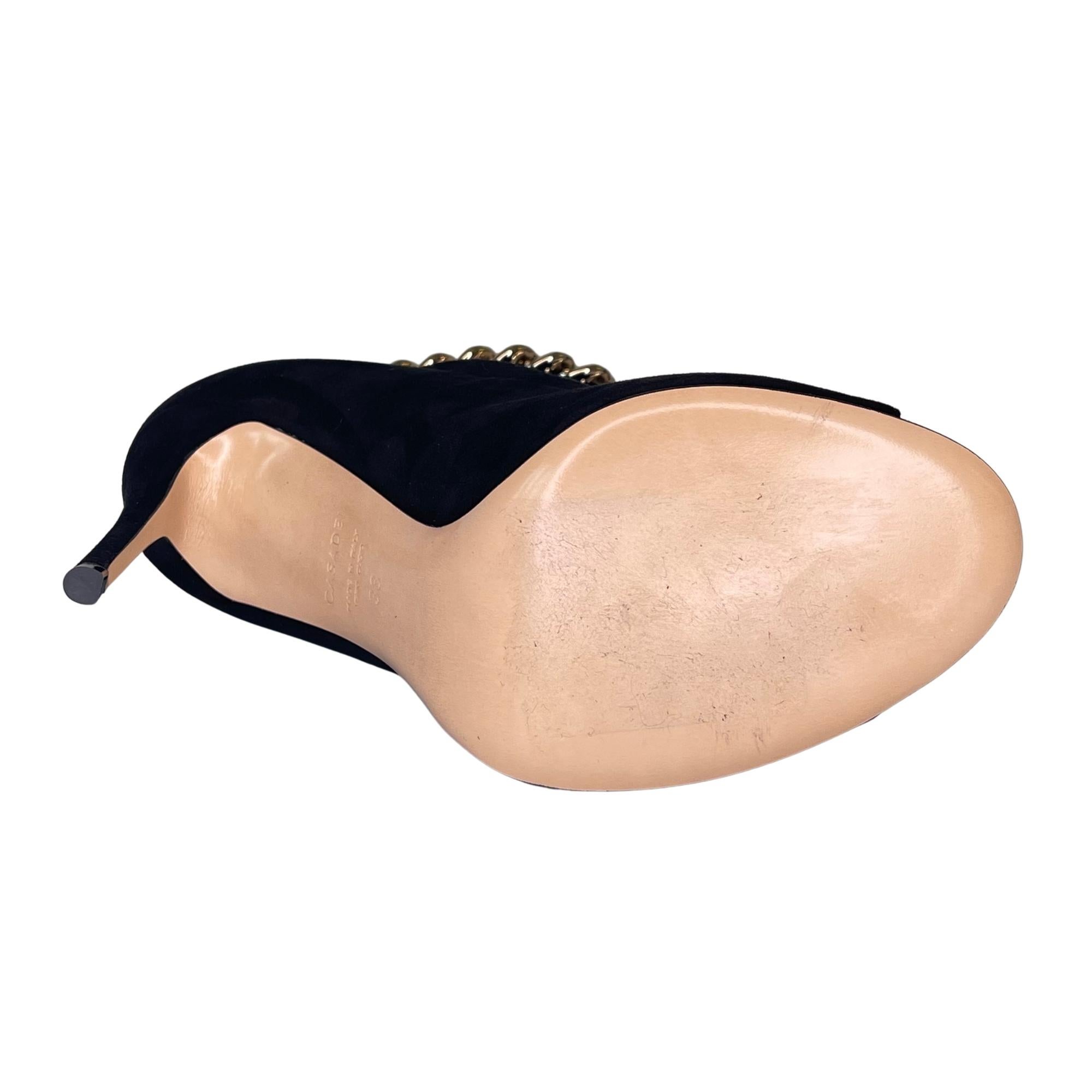 Women's Casadei Chain Open Toe Stiletto Ankle Boot Black (38 EU) For Sale