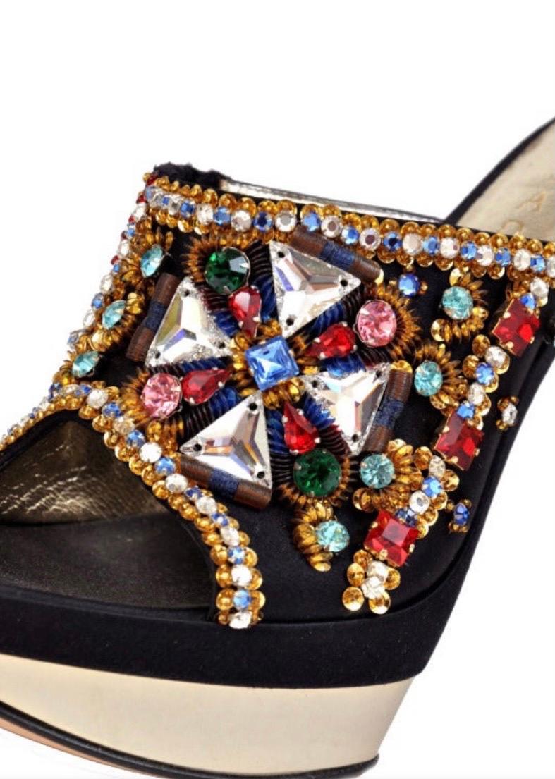 Casadei crystal embellished platform sandals.  
 