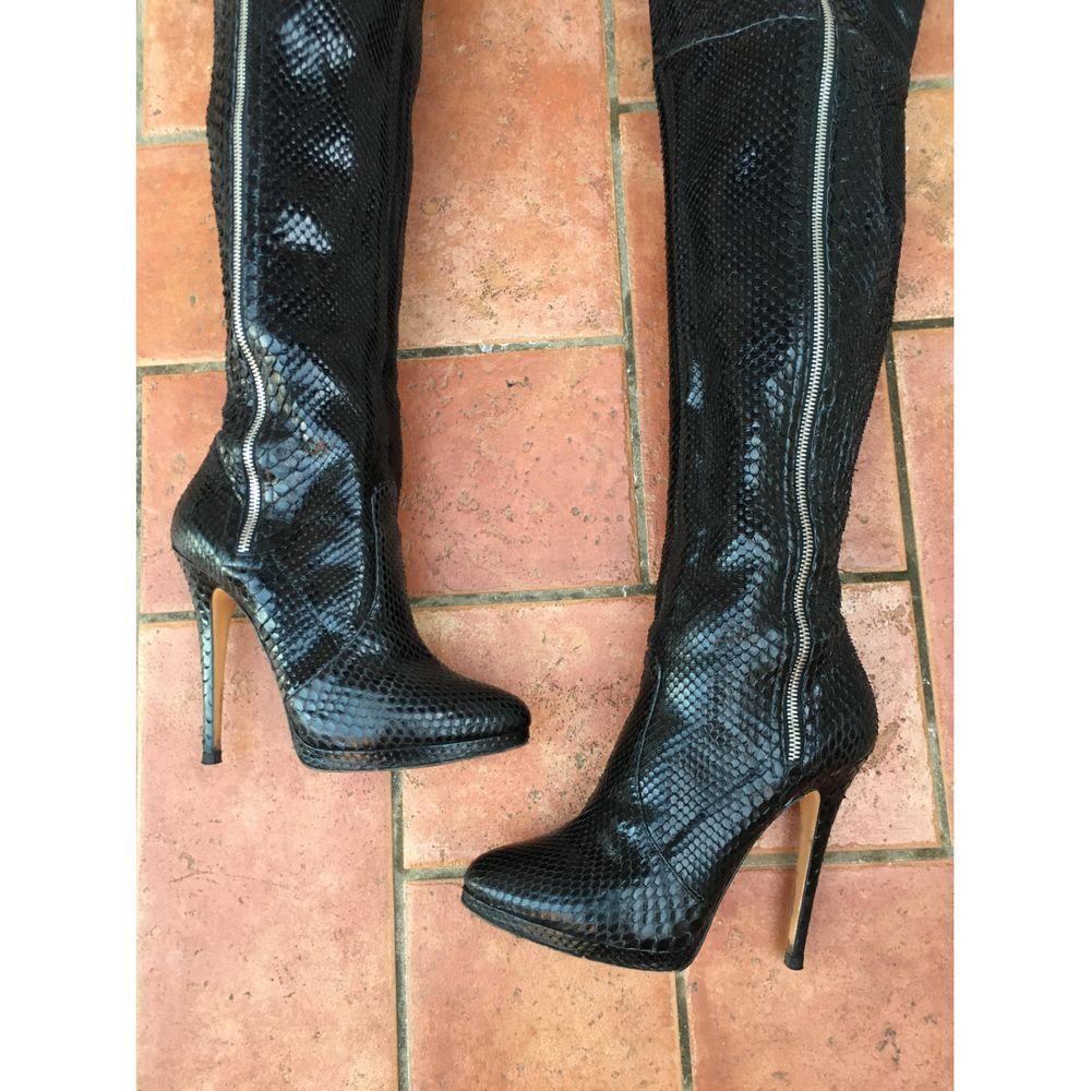 Casadei Exotic Leathers Python Boots in Black 1
