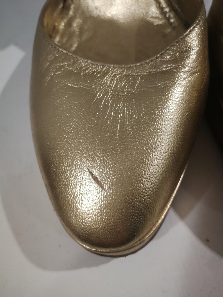 Casadei Gold Calf Leather Bos Taurus Stiletto Heel Sandals
