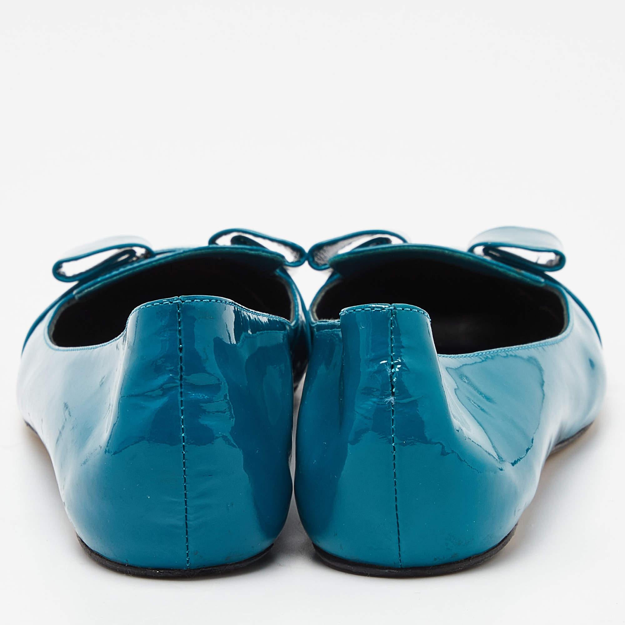 Casadei Green Patent Leather Ballet Flats Size 37 For Sale 1