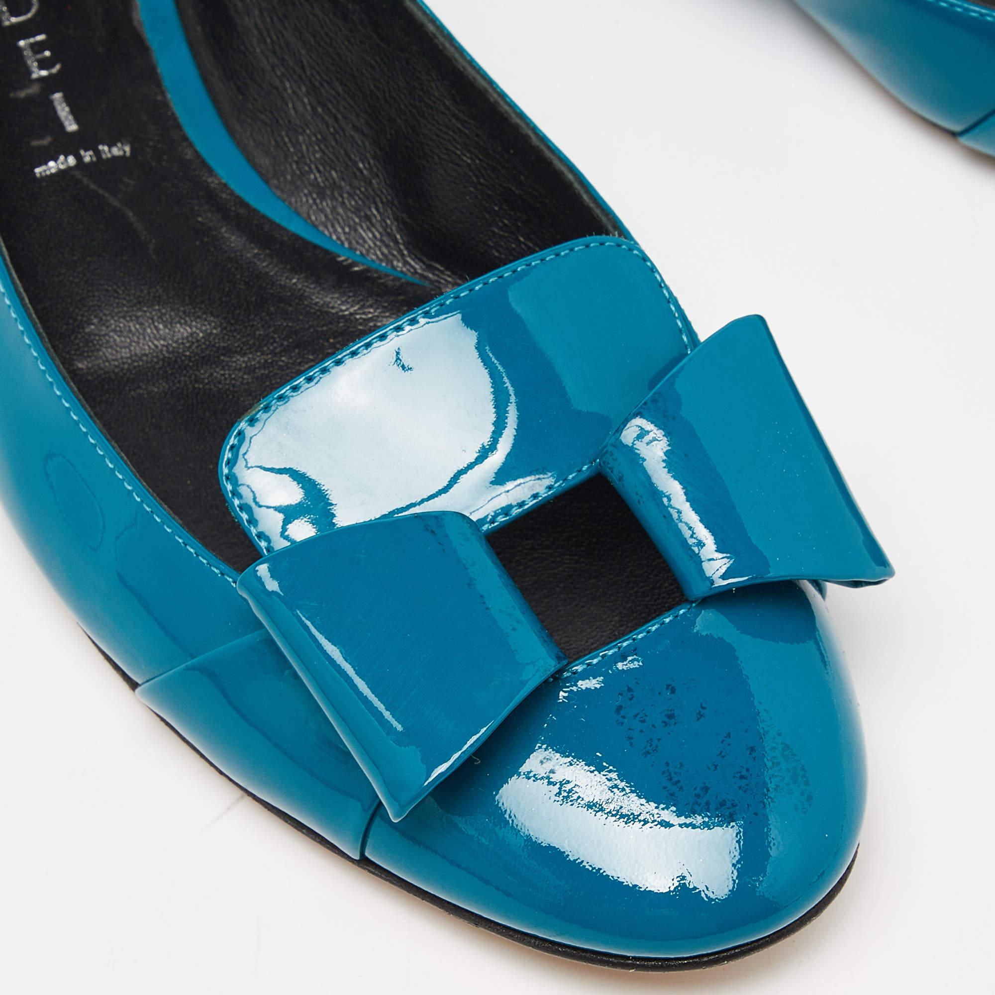 Casadei Green Patent Leather Ballet Flats Size 37 For Sale 4