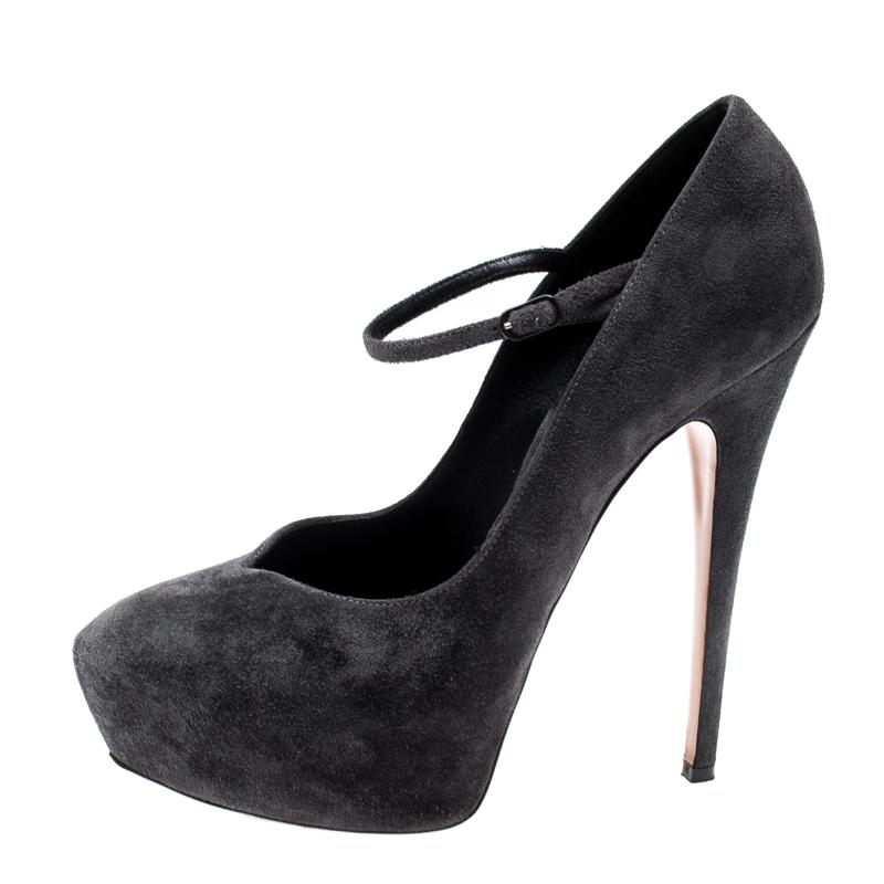 We've fallen in love with these gorgeous pumps from Casadei! Simple and sophisticated, the grey pumps are crafted from suede and styled with almond toes and a mary-jane strap. They come equipped with comfortable leather-lined insoles and are