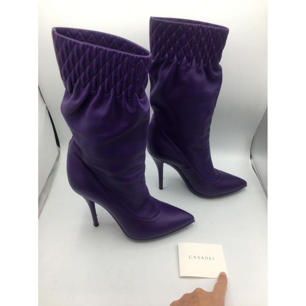 Women's Casadei Leather Boots in Purple