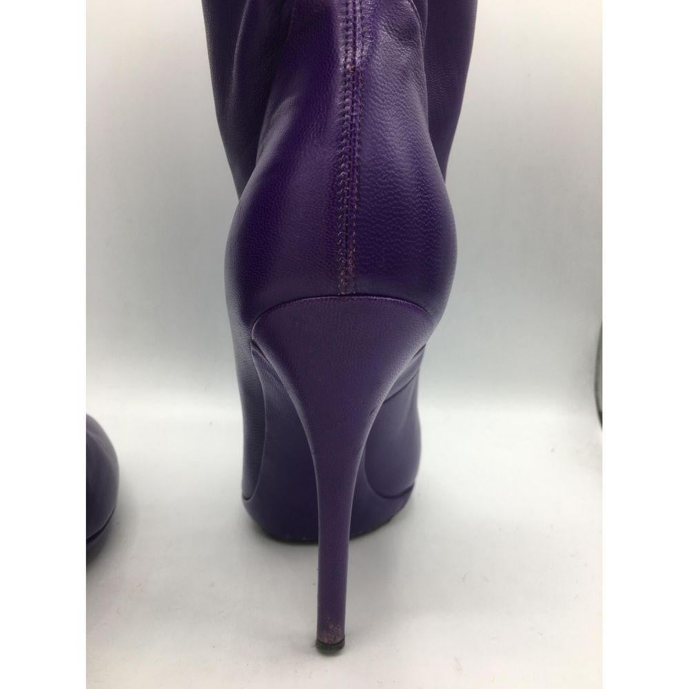 Casadei Leather Boots in Purple 2