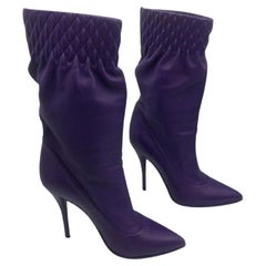 Casadei Leather Boots in Purple