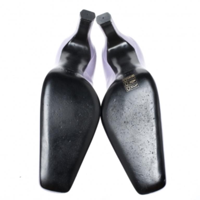 Gris Casadei escarpins à bouts carrés en cuir lilas Taille 38 en vente