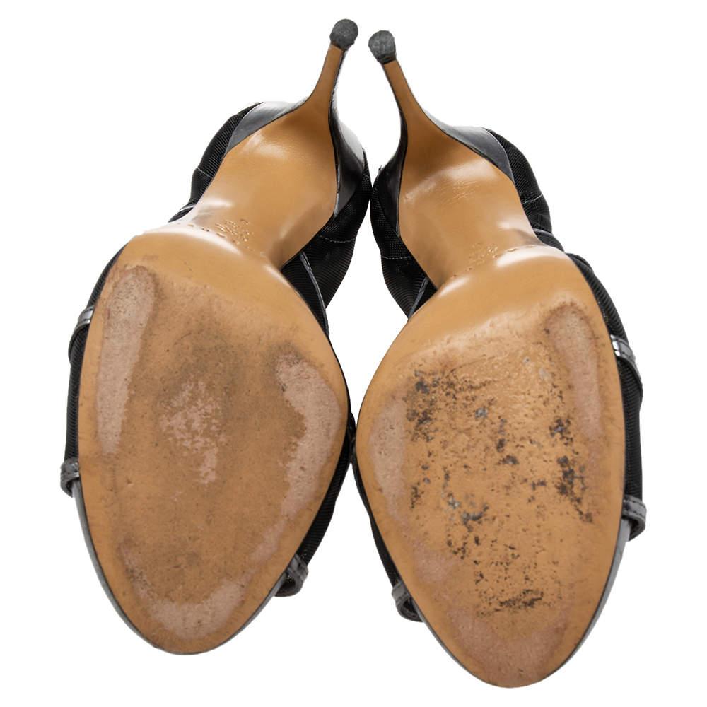 Casadei, stivaletti aperti in pelle e rete grigio/nero metallizzato, misura 38 1