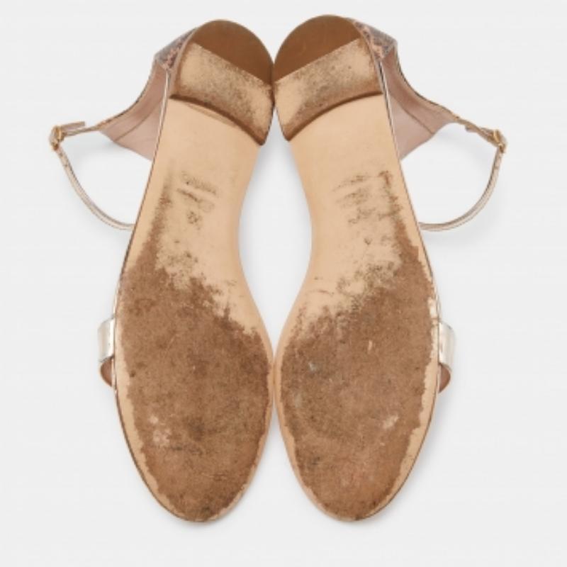 Casadei Metallic Leder und Eidechse geprägte Riemchensandalen Größe 39.5 Damen