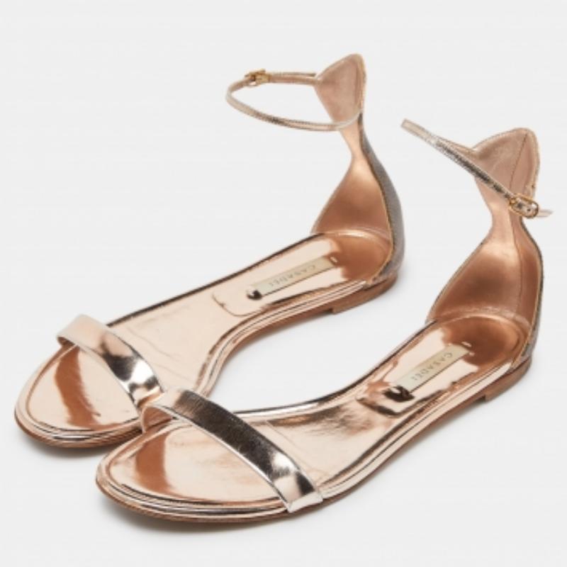 Casadei Metallic Leder und Eidechse geprägte Riemchensandalen Größe 39.5 3