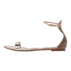 Casadei Metallic Leder und Eidechse geprägte Riemchensandalen Größe 39.5