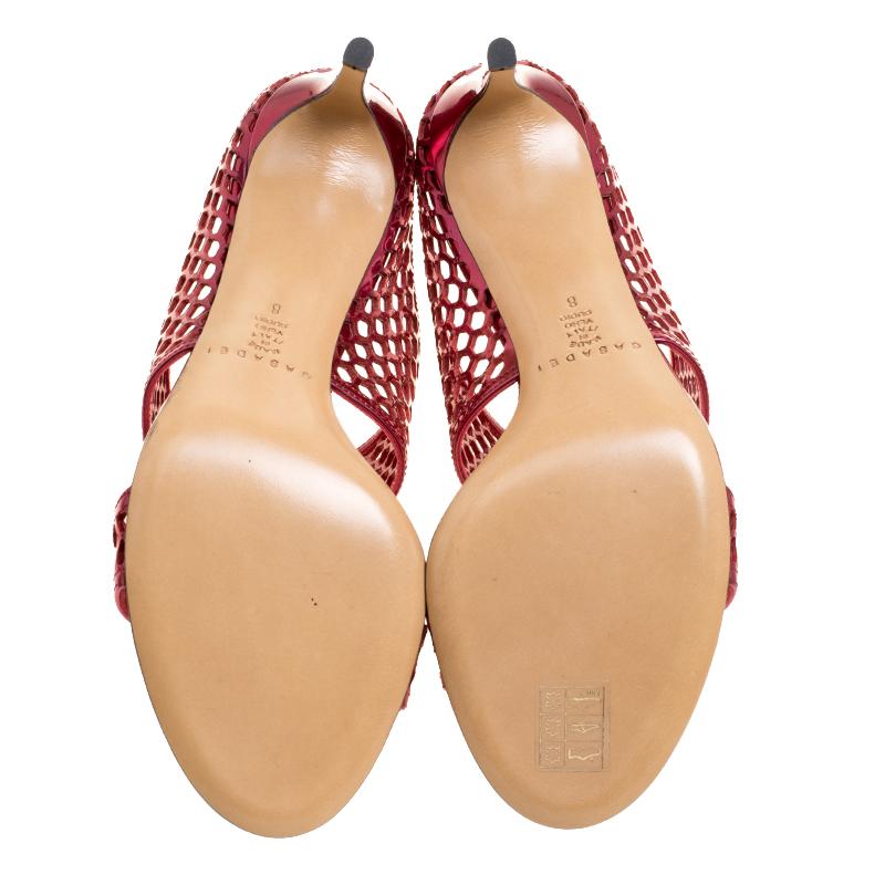 Casadei Metallic Red Leather Candylux Slide Sandals Size 38 2
