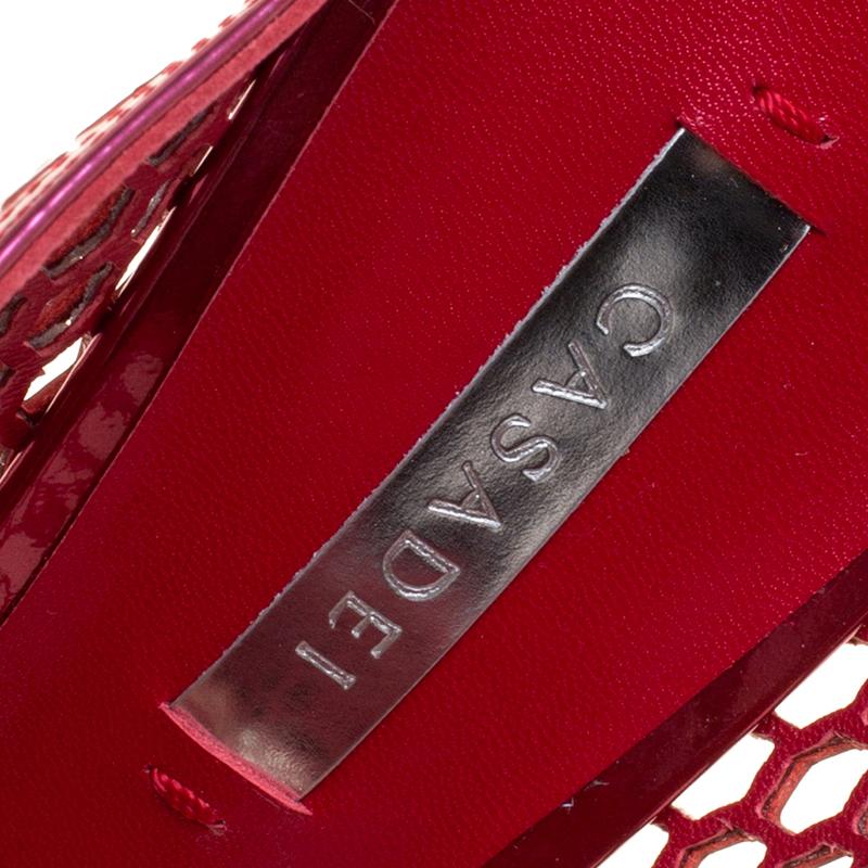 Casadei Metallic Red Leather Candylux Slide Sandals Size 38 3
