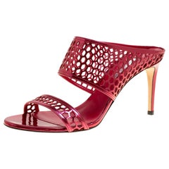 Casadei Metallic Red Leather Candylux Slide Sandals Size 38
