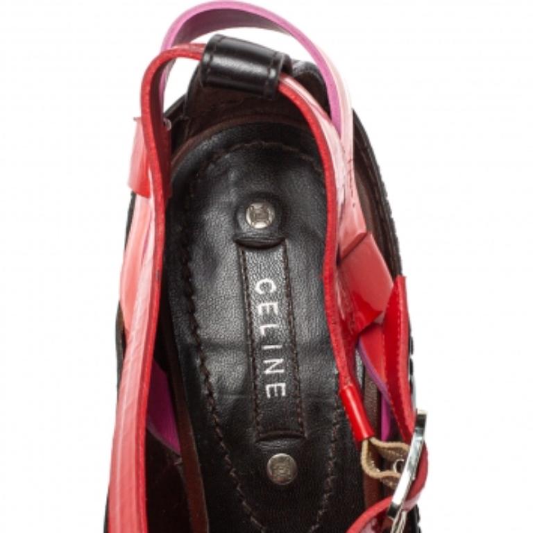 Casadei Multicolor Patent Leather Strappy Ankle Strap Sandals Size 40 For Sale 1