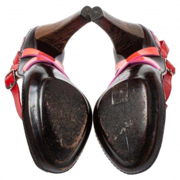 Casadei Multicolor Patent Leather Strappy Ankle Strap Sandals Size 40 For Sale 2