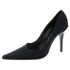 Casadei Navy Blue Satin Pointed Toe Pumps Size 38.5