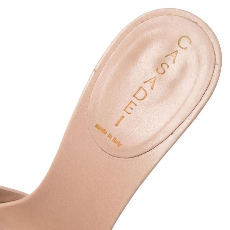 Casadei Nude Beige Studded Leather Buckle Sandals Size 37 In Good Condition In Dubai, Al Qouz 2
