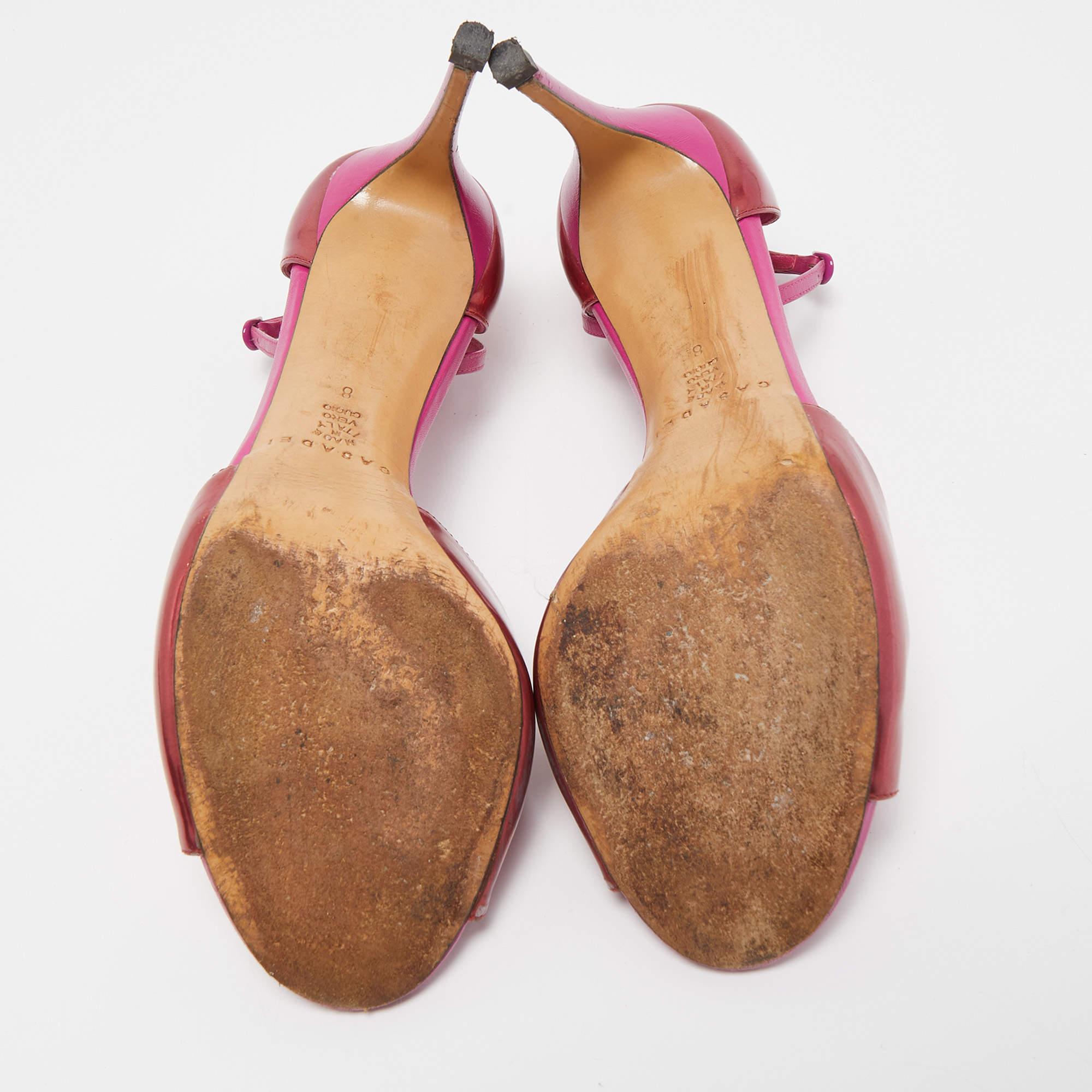 Casadei Pink Leather Candylux Ankle Strap Sandals Size 38 For Sale 2