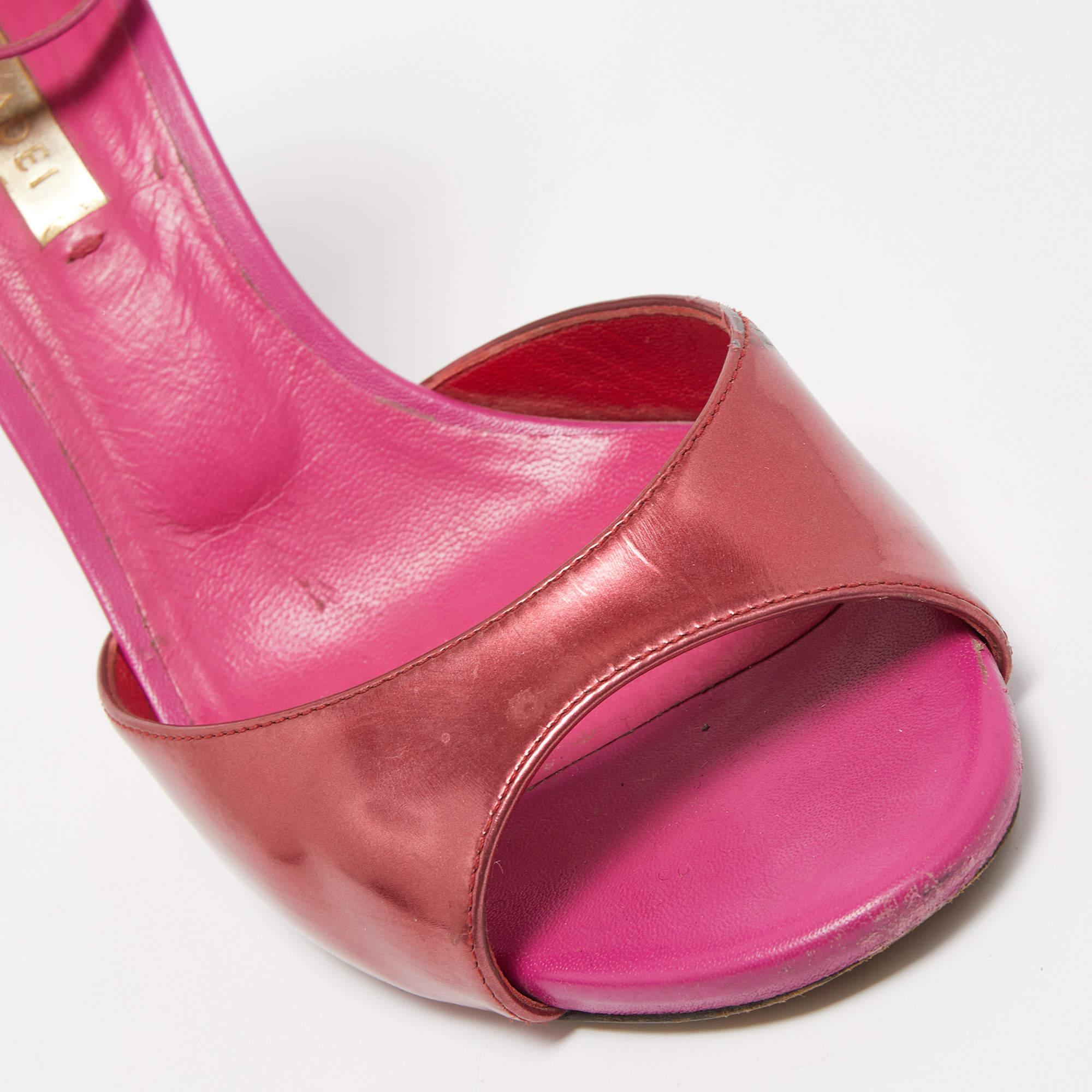 Casadei Pink Leather Candylux Ankle Strap Sandals Size 38 For Sale 3