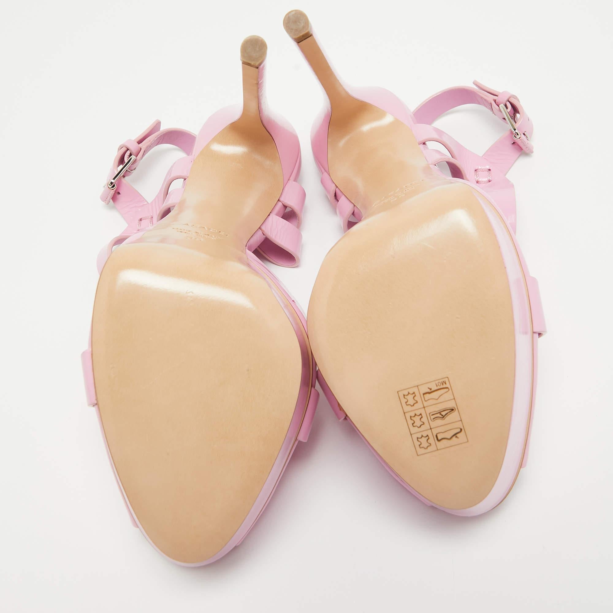 Casadei Pink Leather Platform Peep Toe Sandals Size 39 For Sale 3