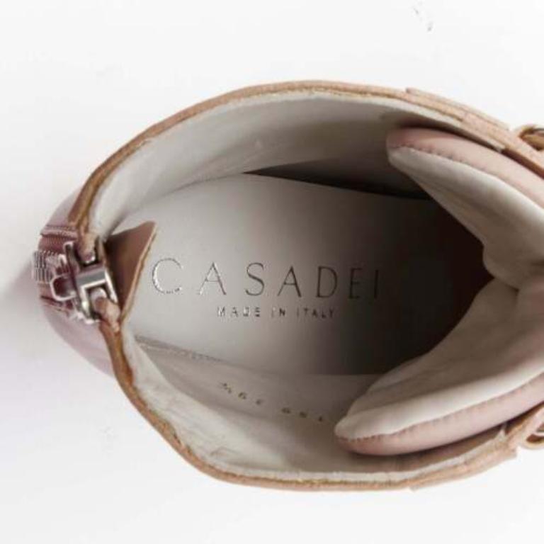 CASADEI pink leather silver chain trim ankle wedge sneakers EU39.5 For Sale 4