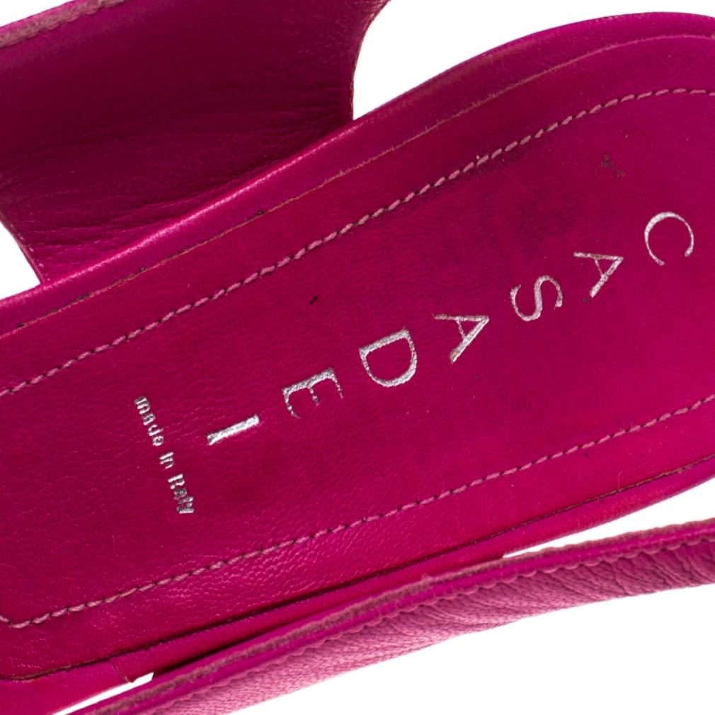 Casadei Pink Leather Slingback Platform Sandals Size 39 1