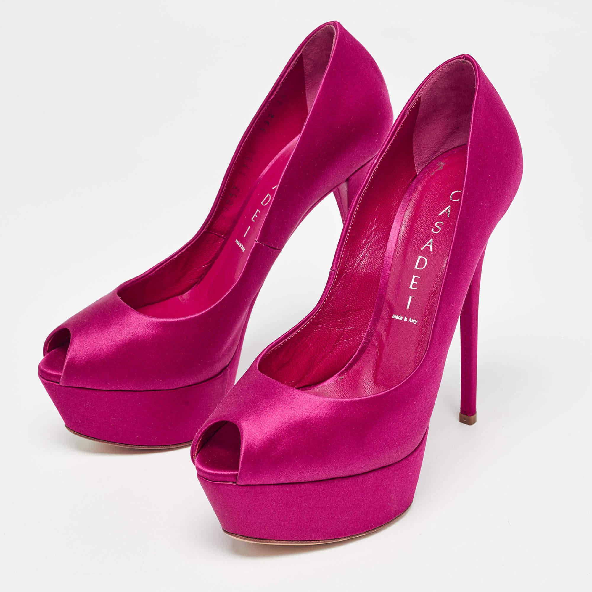 Make a chic style statement with these designer pumps. They showcase sturdy heels and durable soles perfect for your fashionable outings
