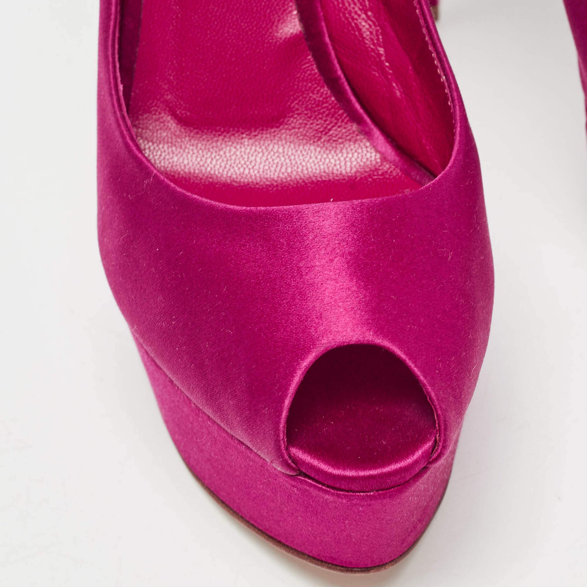Casadei Pink Satin Peep Toe Platform Pumps Size 36 For Sale 3