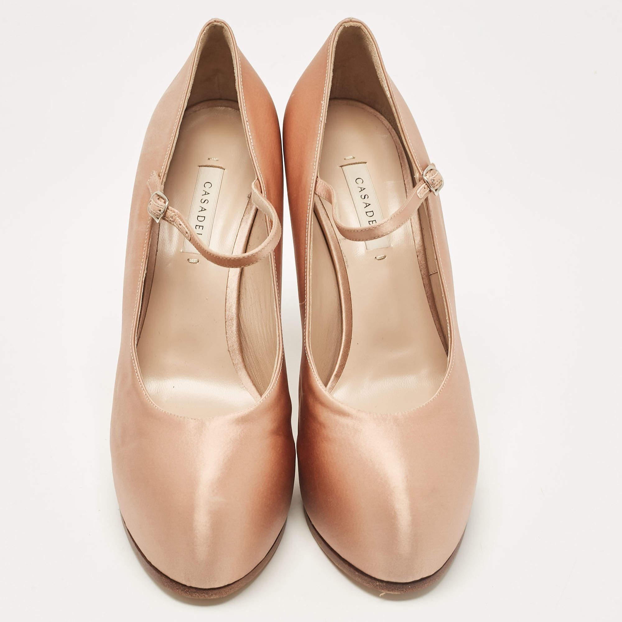 Beige Casadei, piattaforma Mary Jane in raso rosa taglia 40 in vendita
