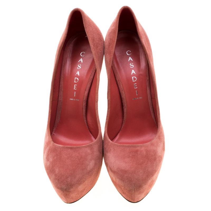 pink suede platform heels
