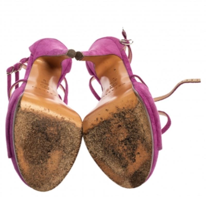 Women's Casadei Purple Suede Cross Strap Platform Sandals Size 36 For Sale