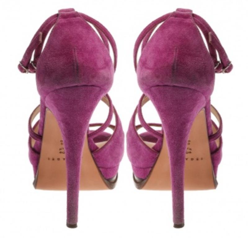 Casadei Purple Suede Cross Strap Platform Sandals Size 36 For Sale 2