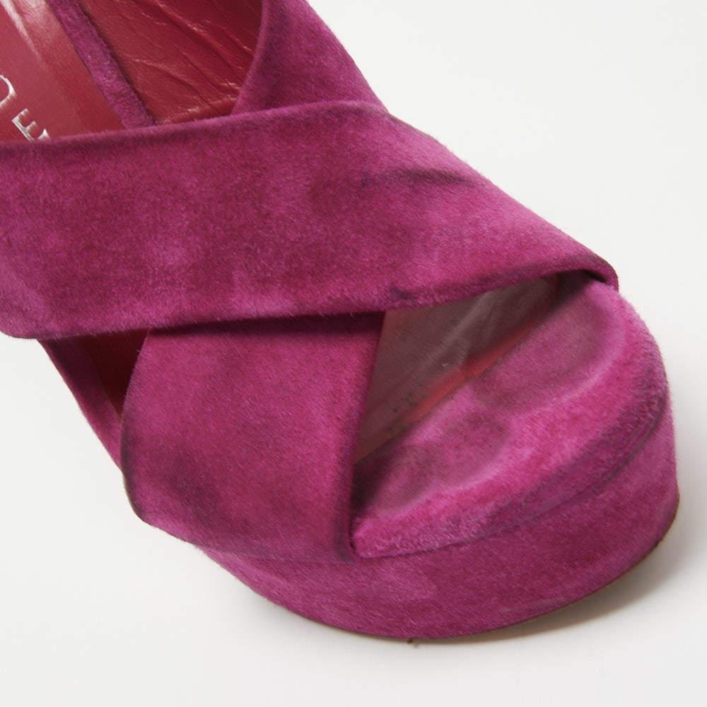 Casadei Purple Suede Platform Slide Sandals Size 36 2