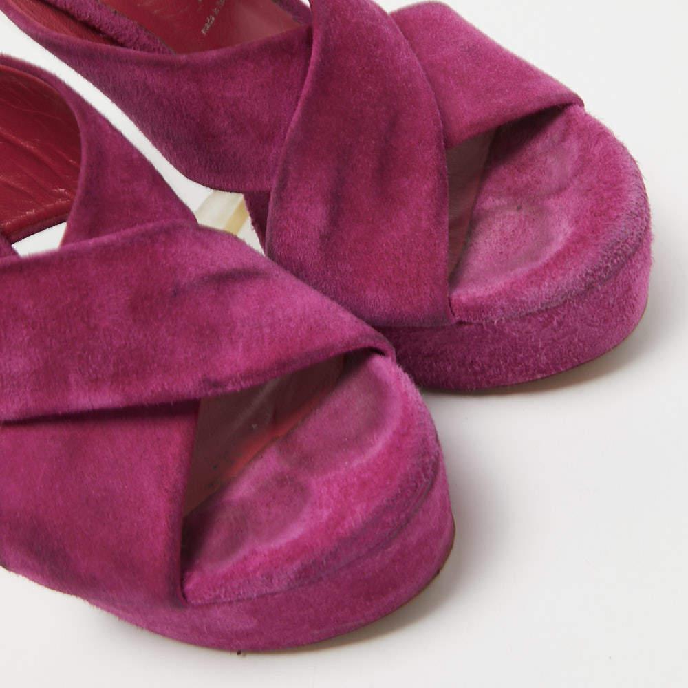 Casadei Purple Suede Platform Slide Sandals Size 36 3
