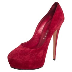 Casadei Red Suede Platform Pumps Size 37