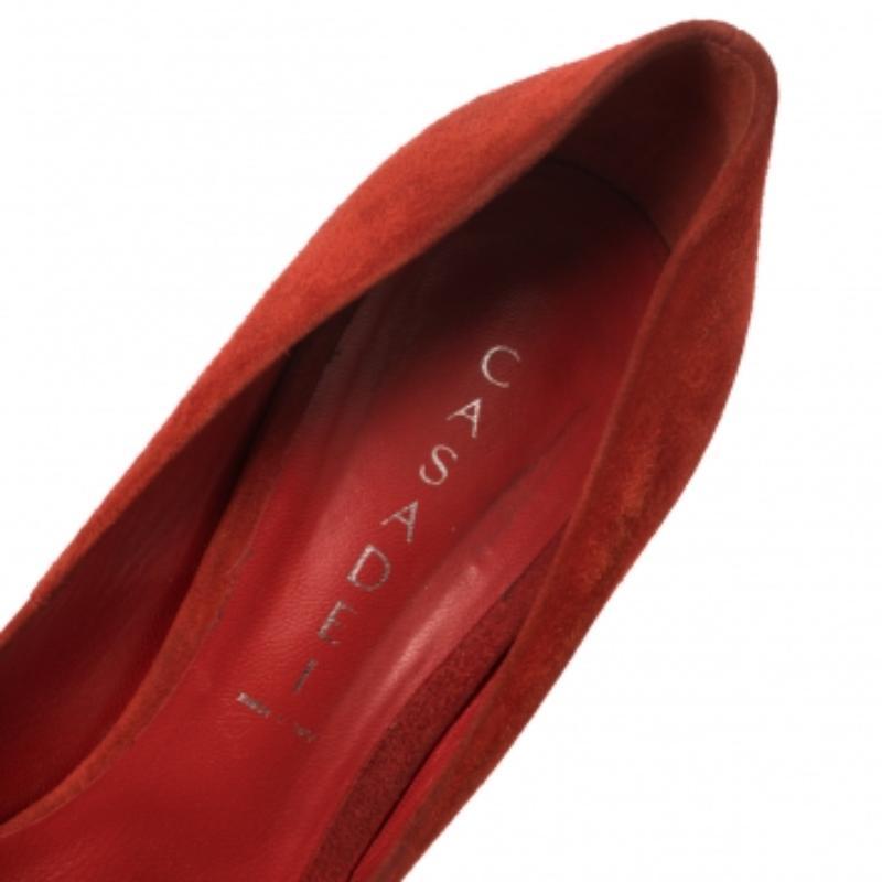 Casadei Red Suede Platform Pumps Size 40 For Sale 1