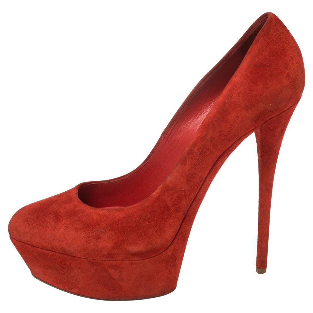 Casadei Rote Wildleder Plateau-Pumps Größe 40