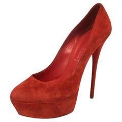 Casadei Red Suede Platform Pumps Size 40