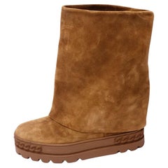 Casadei Renne Tan Suede Hidden Wedge Boots - EU 41