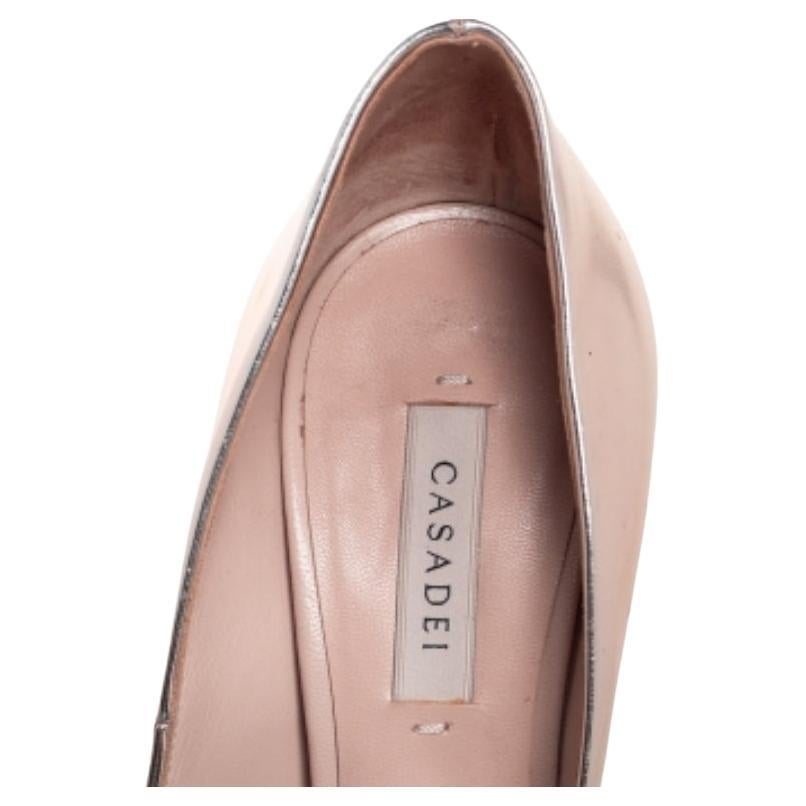 Casadei Rose Gold Leather Blade Pointed Toe Pumps  Size 36 For Sale 1
